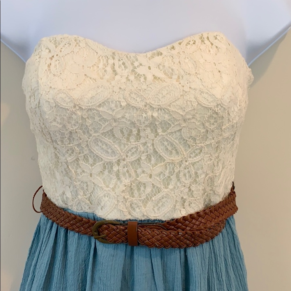 City Triangles Strapless Lace Top Belted Dress - Picture 5 of 8